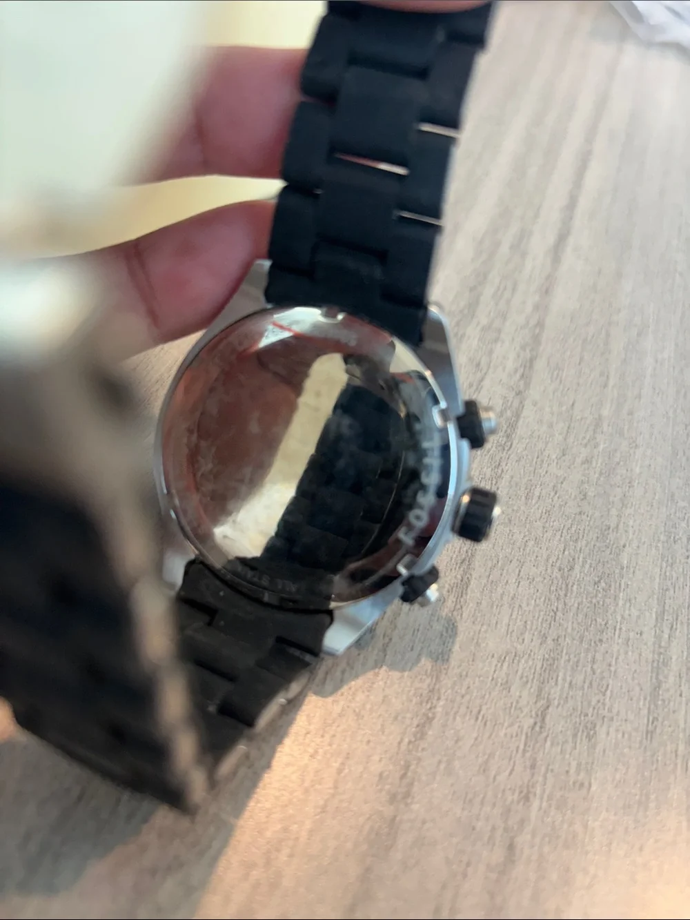 Fossil Men's Black Dial Chronograph Watch with Black Strap (will need battery)